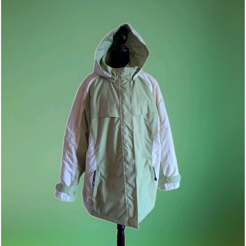 Athletech Green Cream Zip-Up Liner Hooded‎ 3 in 1 Coat Jacket Woman Size 2XL